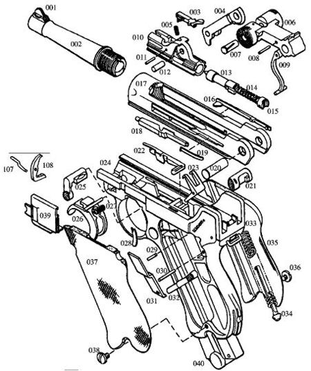 Luger Pistol P-08 Parts